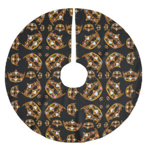 Drottning av Hearts Guld Krona Tiara Black träd sk Julgransmatta Borstad Polyester