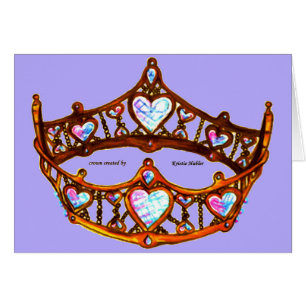 Drottning av Hearts Guld Krona Tiara periwinkle-ko OBS Kort
