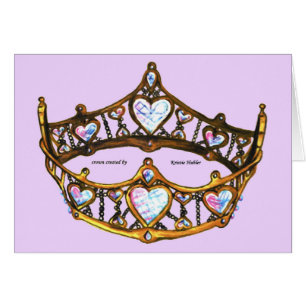 Drottning av Hearts Guld Krona Tiara rosa lilac ca Hälsningskort