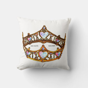 Drottning av Hearts Guld Krona Tiara white Kudde
