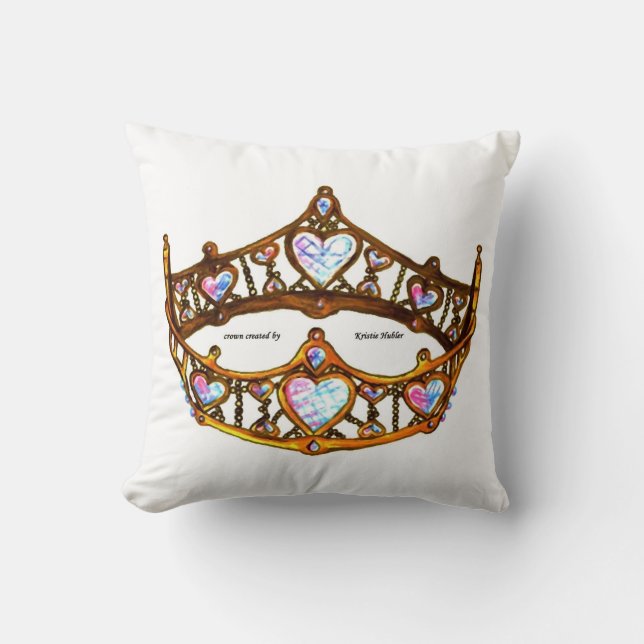 Drottning av Hearts Guld Krona Tiara white Kudde (Framsida)