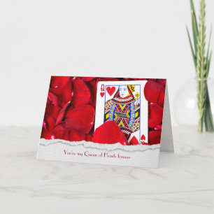 Drottning av Hearts-kort i ro petals Kort