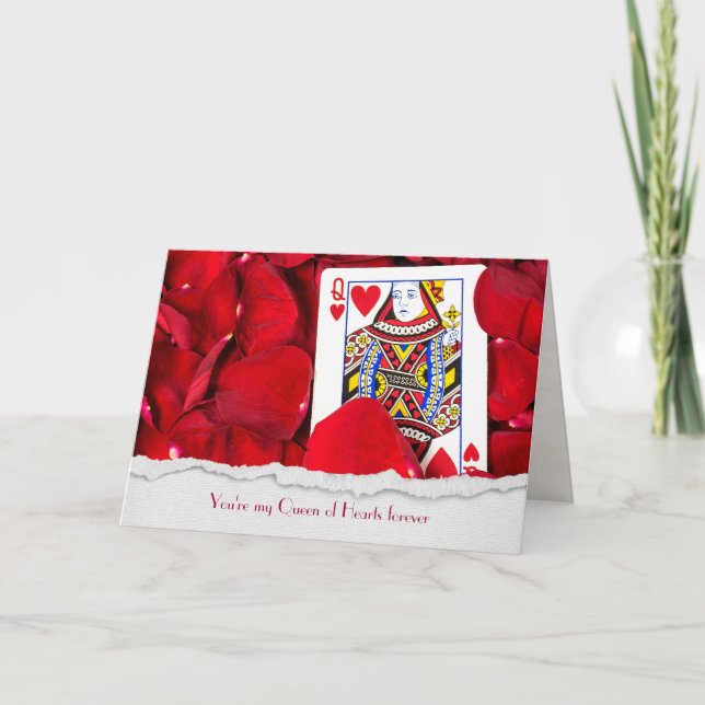 Drottning av Hearts-kort i ro petals Kort (Framsida)