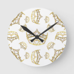Drottning av Hearts Krona Tiara Round Wall Clock Rund Klocka