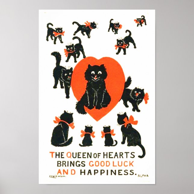 drottning av Hearts, Louis Wain Poster (Framsidan)