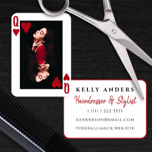 Drottning av Hearts Modern Feminine Photo Hairdres Visitkort