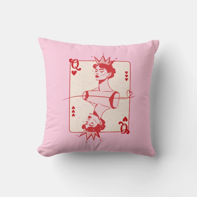Drottning av Hearts Red and Rosa Kudde (Framsida)
