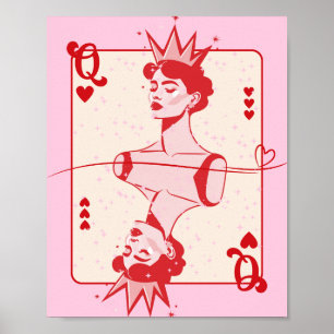 Drottning av Hearts Red and Rosa Poster
