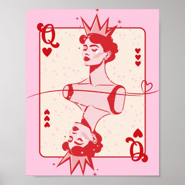 Drottning av Hearts Red and Rosa Poster (Framsidan)