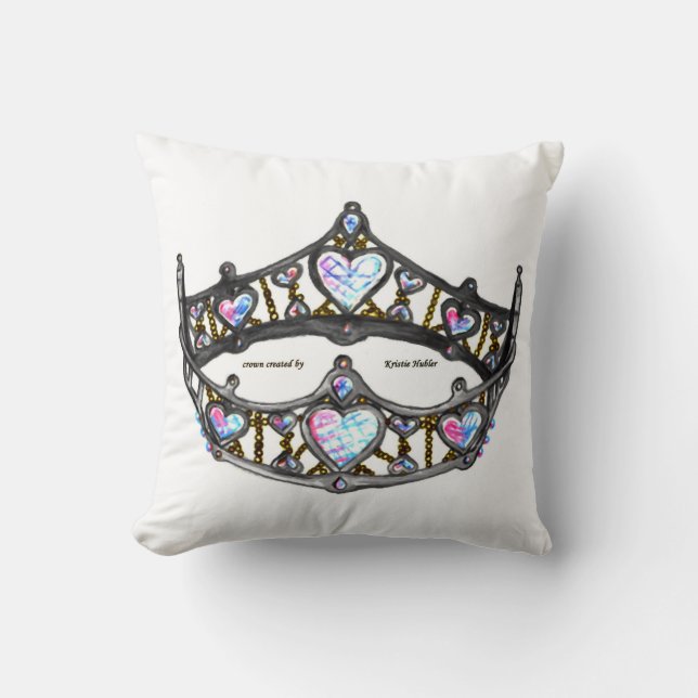 Drottning av Hearts Silver Krona Tiara white Kudde (Framsida)