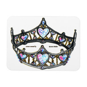 Drottning av Hearts Silver Krona Tiara White Magne Magnet