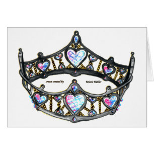 Drottning av Hearts Silver Krona Tiara White notec OBS Kort