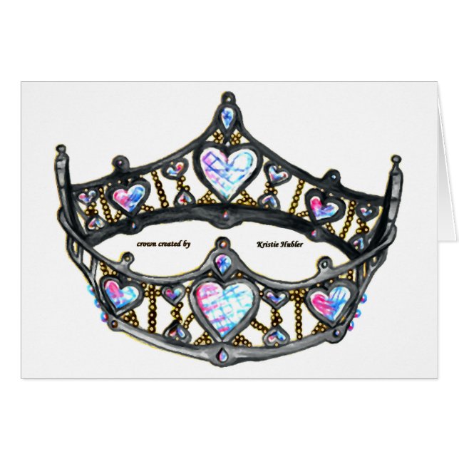 Drottning av Hearts Silver Krona Tiara White notec OBS Kort (Framsidan Horizontal)