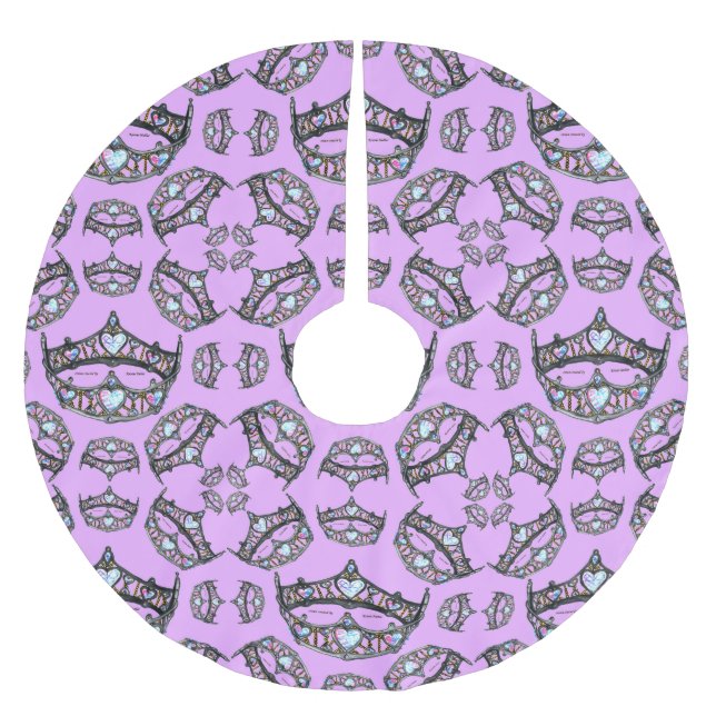 Drottning av Hearts Silver Krona Tiaras rosa thist Julgransmatta Borstad Polyester (Framsidan)