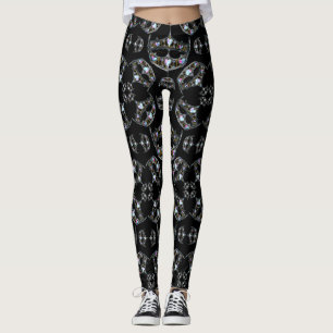 Drottning av Hearts Silver Krona Tiaras svarta bal Leggings