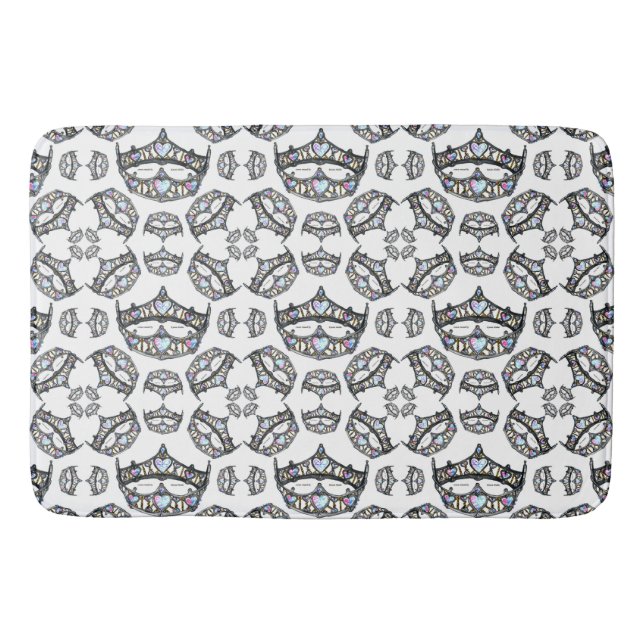 Drottning av Hearts Silver Krona Tiaras white bath Badrumsmatta (Framsidan)