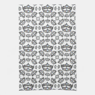 Drottning av Hearts Silver Krona Tiaras white Kökshandduk