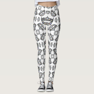 Drottning av Hearts Silver Krona Tiaras white legg Leggings