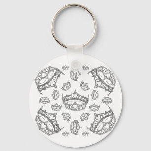 Drottning av Hearts Silver Krona Tiaras white Nyckelring