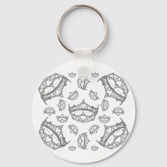 Drottning av Hearts Silver Krona Tiaras white Nyckelring (Framsida)
