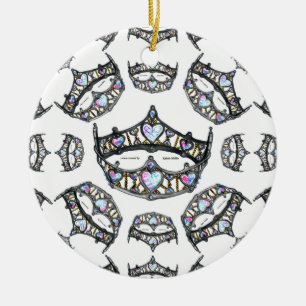 Drottning av Hearts Silver Krona Tiaras white orna Julgransprydnad Keramik
