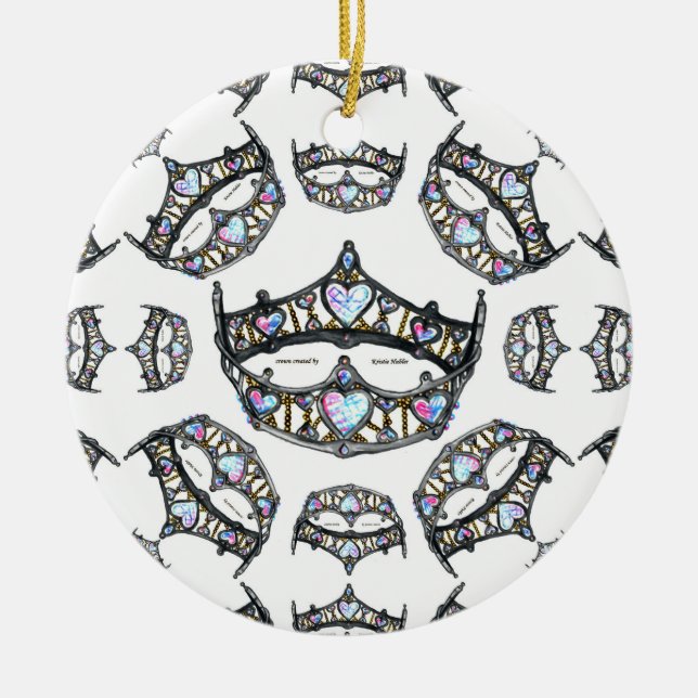 Drottning av Hearts Silver Krona Tiaras white orna Julgransprydnad Keramik (Framsidan)