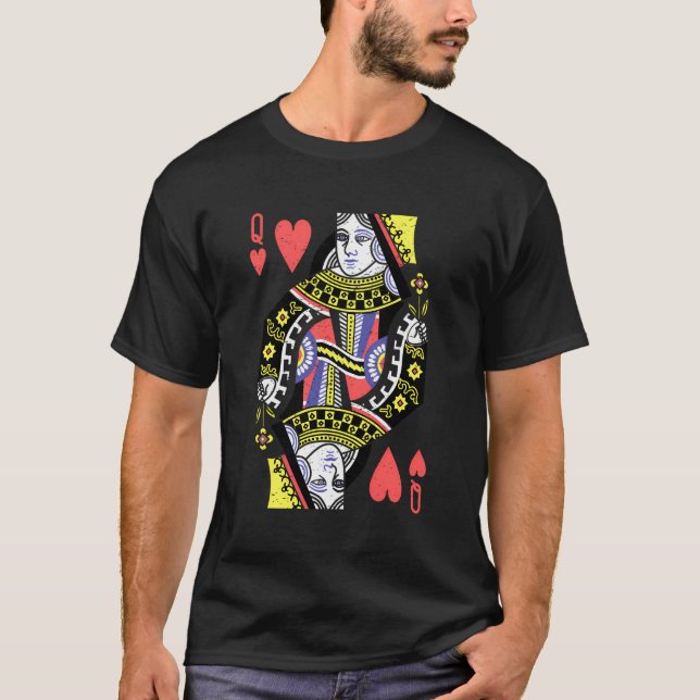 Drottning av Hearts spelkort Halloween S T Shirt (Framsida)
