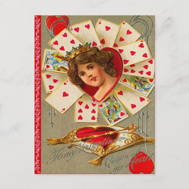 Drottning av Hearts Valentine Postcard Helg Vykort (Framsida)