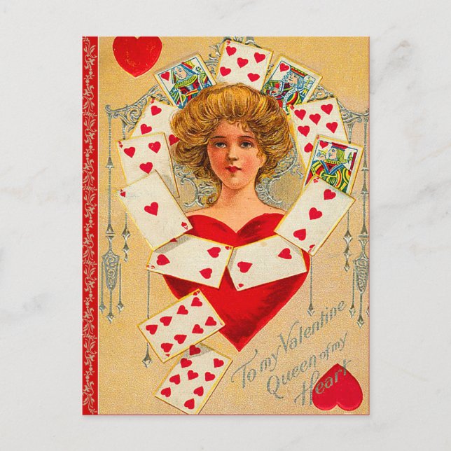 Drottning av Hearts Valentine Postcard Helg Vykort (Framsida)