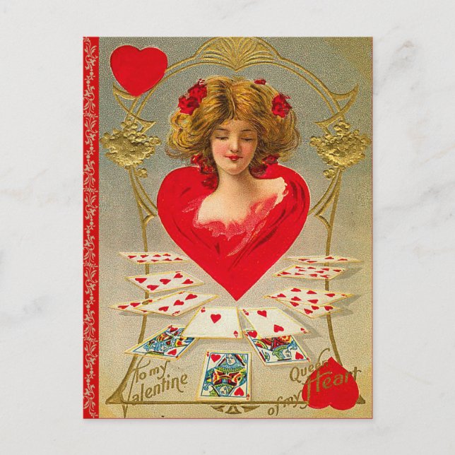 Drottning av Hearts Valentine Postcard Helg Vykort (Framsida)