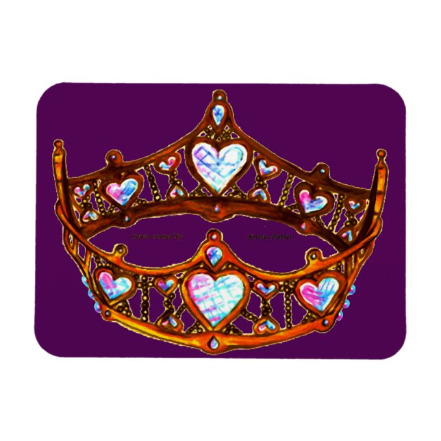 Drottning av Hearts Warm Guld Krona Tiara royal li Magnet (Horisontell)