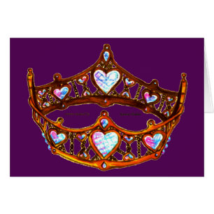 Drottning av Hearts Warm Guld Krona Tiara royal li OBS Kort