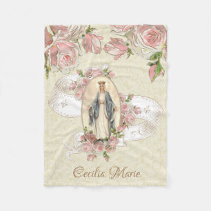 Drottning av Heaven Blsed Virgin Mary Rosa ros Fleecefilt