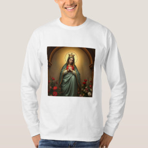 Drottning av himlen Katolsk herr-T-shirt med lång T Shirt