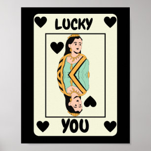 Drottning Av Hjärta Svart Ess Kort Affisch, Lucky  Poster
