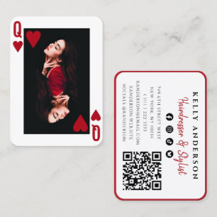 Drottning av hjärtan Foto QR-kod Social Frisör Visitkort
