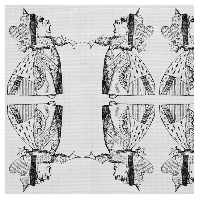 Drottning av hjärtaspegeln i svartvitt (litet) tyg (Provkarta)