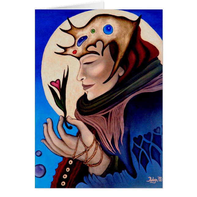 "Drottning av hjärtor ",+ Konstkort Hälsningskort (Framsidan)