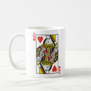 Drottning av hjärtor som leker kort kaffemugg