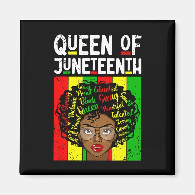 Drottning Av Juneteenth Svarta Historien Månad Mel Magnet (Framsidan)