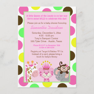 Drottning av jungle & Friends Baby Shower Inbjudan