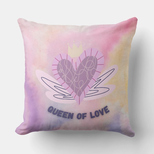 Drottning av Kärlek dekorativ sjö - hjärta och Kro Kudde (Framsida)