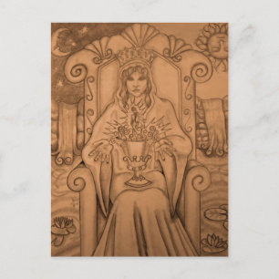 Drottning av Kopp - Tarot Card Vykort