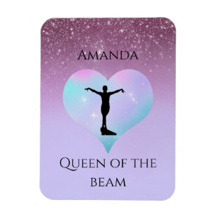 Drottning av Lilan Ombre Glitter, Beam Gymnastics Magnet