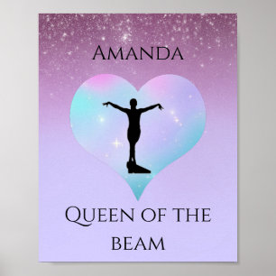 Drottning av Lilan Ombre Glitter, Beam Gymnastics Poster