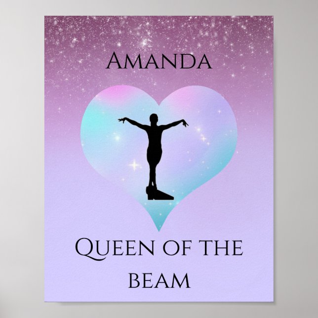 Drottning av Lilan Ombre Glitter, Beam Gymnastics Poster (Framsidan)