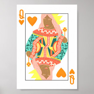 Drottning av modern utskrift av Hearts Modern Play Poster
