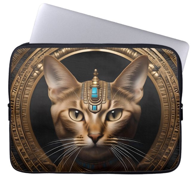 Drottning av Nilen: Cleopatra katten i huvudbonad Laptop Fodral (Framsidan)