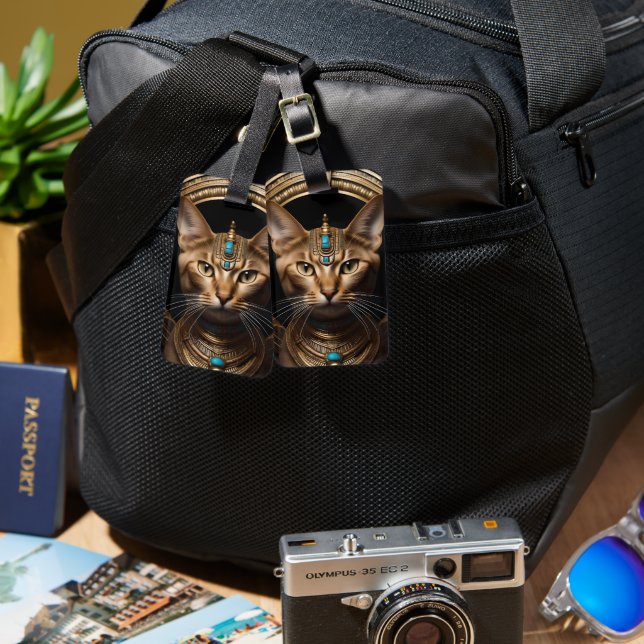 Drottning av Nilen: Cleopatra katten i huvudprydna Bagagebricka (Fram & Baksida)