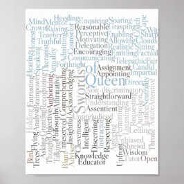 Drottning av nyckelord för Rider-Waite-Tarot Card Poster